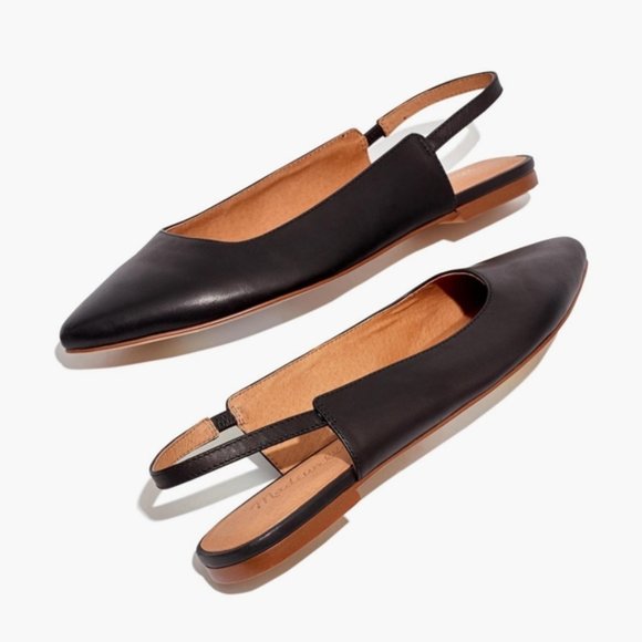 Madewell Margo Black Leather Slingback Flat - Picture 2 of 5